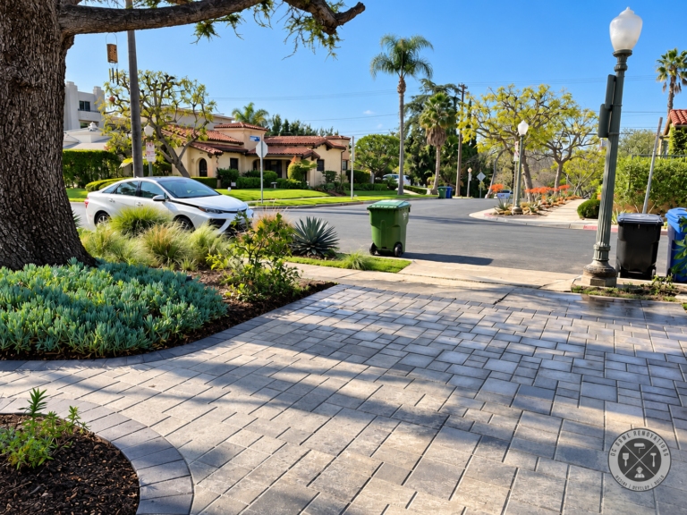 Front Yard Remodel in Los Angeles, CA | Paver Driveway, Custom Wood ...