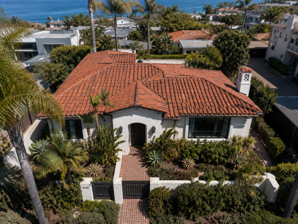 Completed Spanish-style tile roof replacement on a residential home in Newport Beach, Orange County, California. Copy